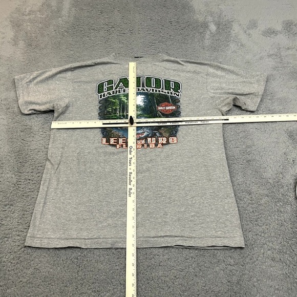 Harley Davidson Shirt Mens Extra Large Gray Eagle Alligator Florida Crew Neck - Picture 2 of 15